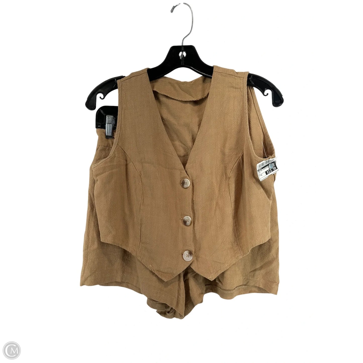 Top 2pc Sleeveless By Shein In Tan, Size: M