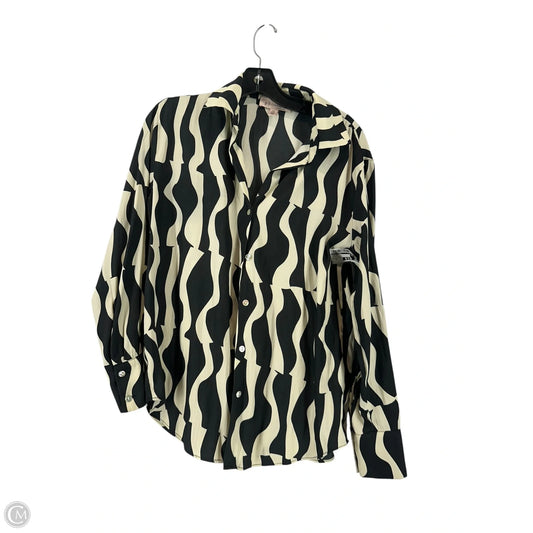 Top Long Sleeve By Philosophy In Black & Tan, Size: S