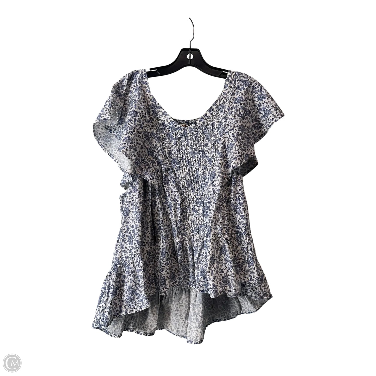 Top Short Sleeve By Ana In Blue & White, Size: 2x