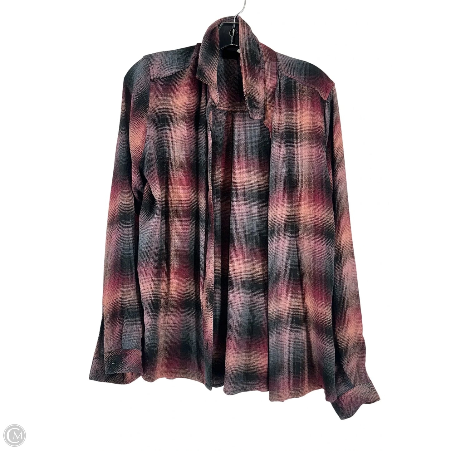 Top Long Sleeve By Cloth & Stone In Plaid Pattern, Size: M