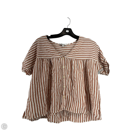 Top Short Sleeve By Madewell In Striped Pattern, Size: S