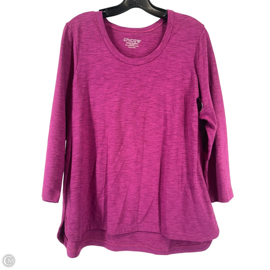 Top 3/4 Sleeve By Chicos In Purple, Size: 2