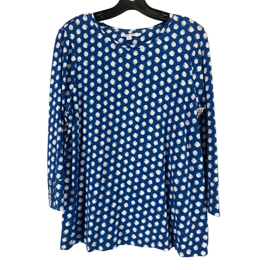 Top 3/4 Sleeve By Chicos In Blue & White, Size: 2