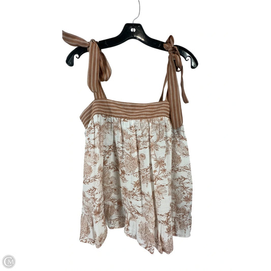 Top Sleeveless By Mine In Tan & White, Size: S