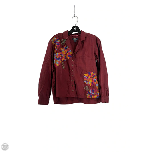 Top Long Sleeve By Maeve In Maroon, Size: L