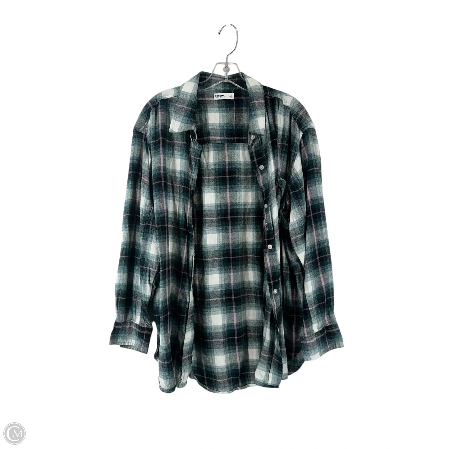 Top Long Sleeve By Sonoma In Green, Size: 1x