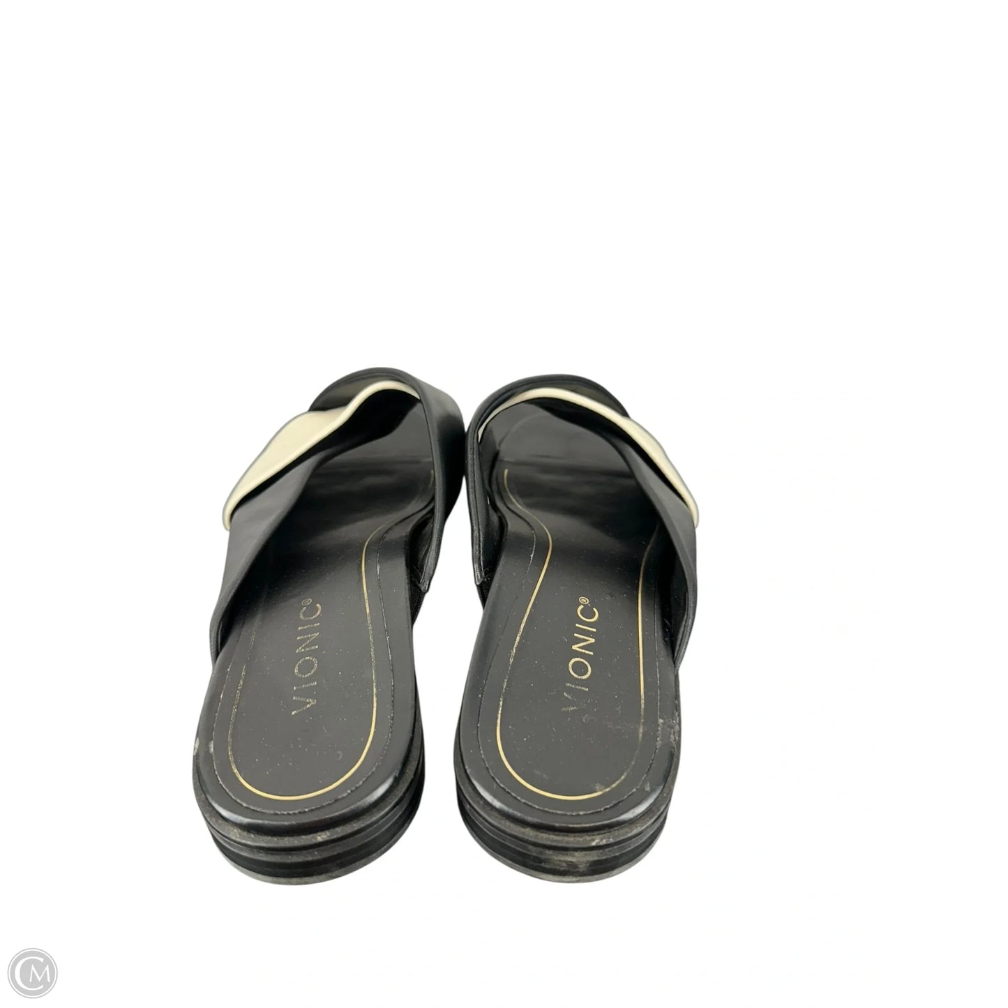 Sandals Flats By Vionic In Black & Cream, Size: 10