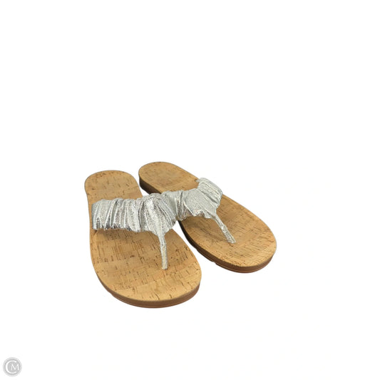 Sandals Flats By Clothes Mentor In Silver, Size: 6