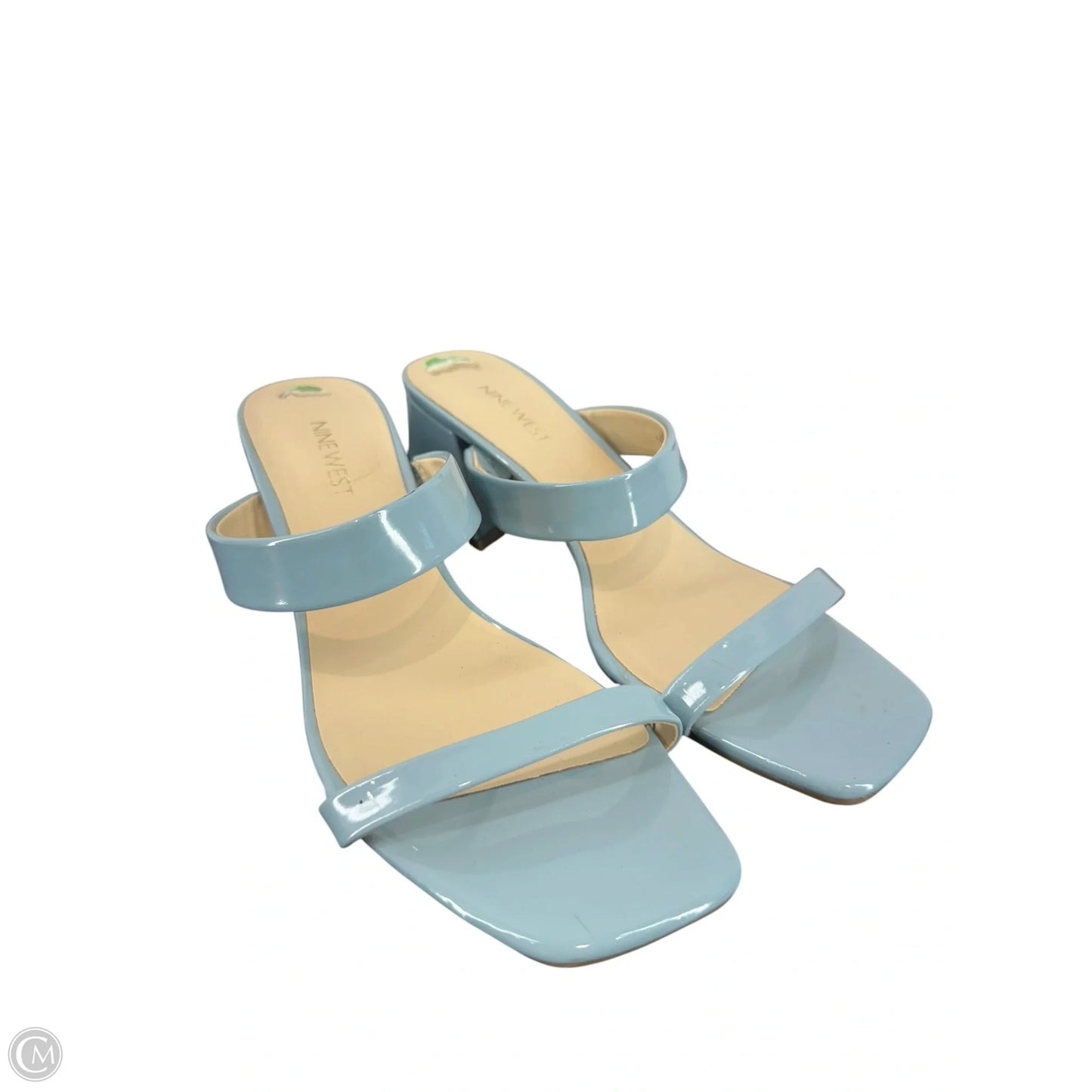 Sandals Heels Block By Nine West In Blue, Size: 9.5