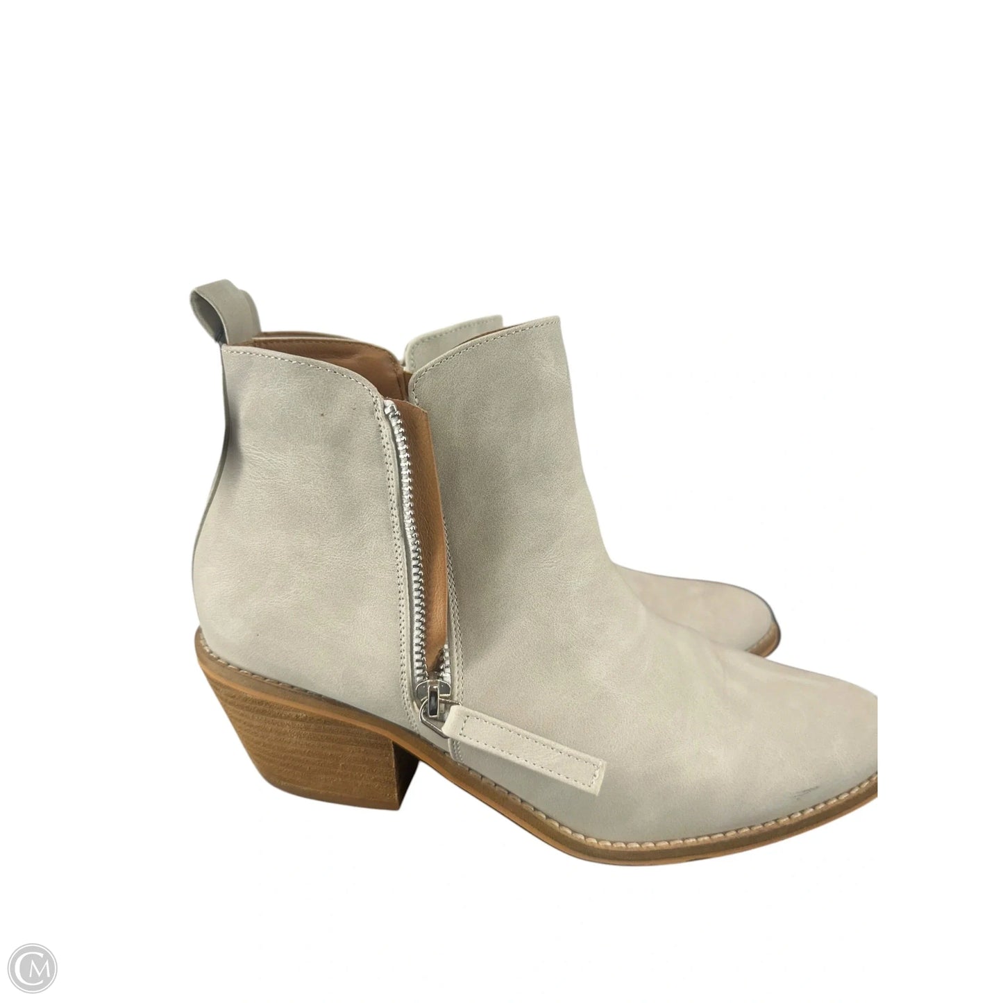 Boots Ankle Heels By Clothes Mentor In Grey, Size: 9