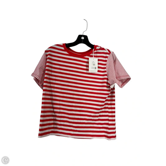 Top Short Sleeve By Free Assembly In Striped Pattern, Size: M