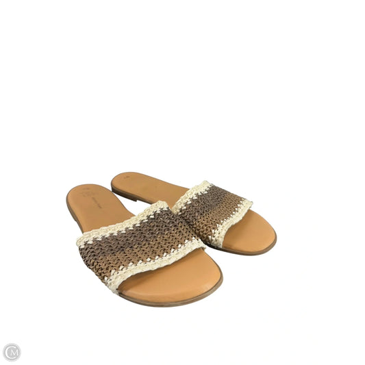 Sandals Flats By Time And Tru In Brown & Cream, Size: 9.5