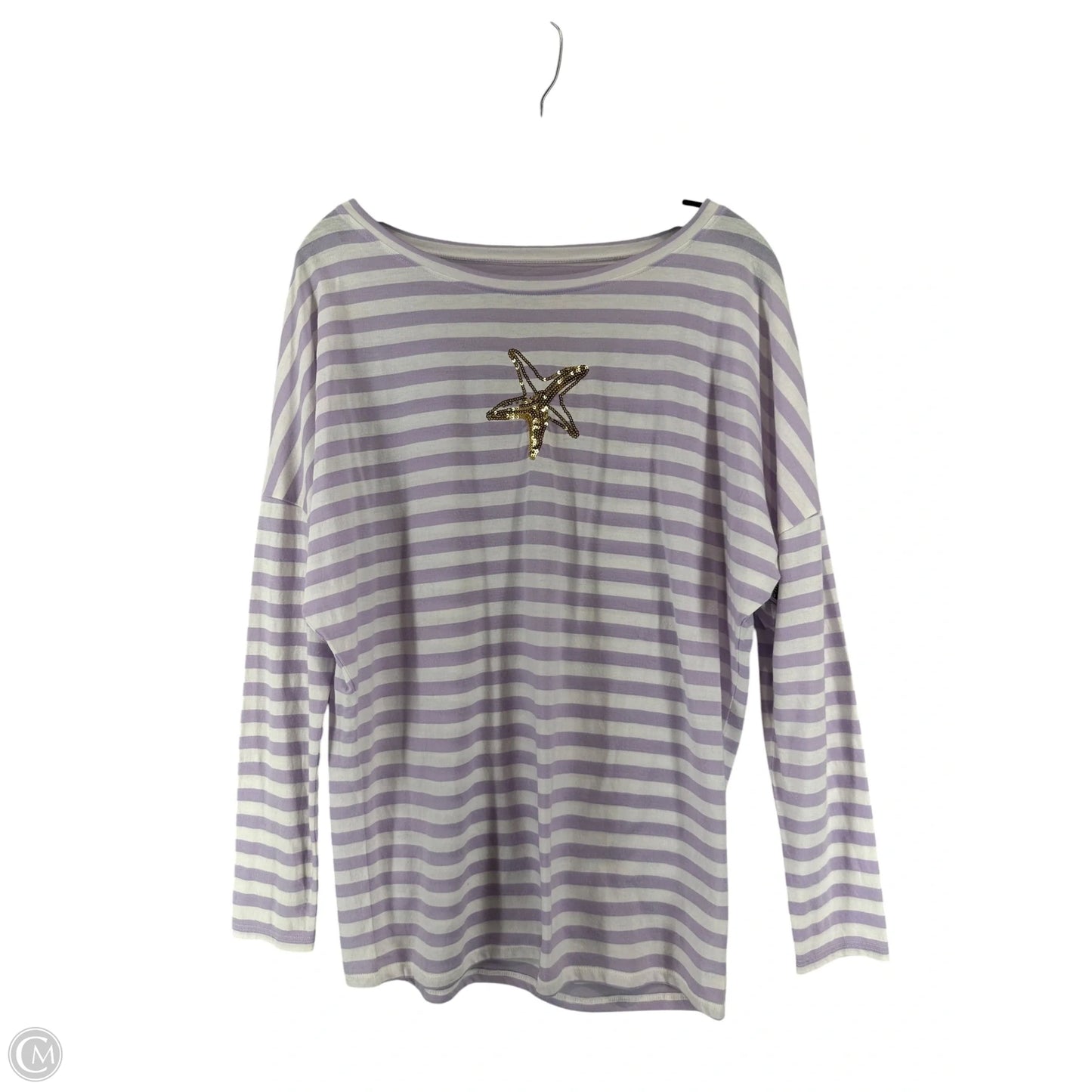 Top Long Sleeve Designer By Lilly Pulitzer In Purple & White, Size: M