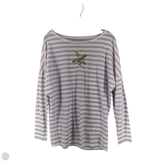 Top Long Sleeve Designer By Lilly Pulitzer In Purple & White, Size: M