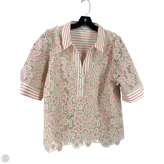 Top Short Sleeve By Voy In Pink, Size: L