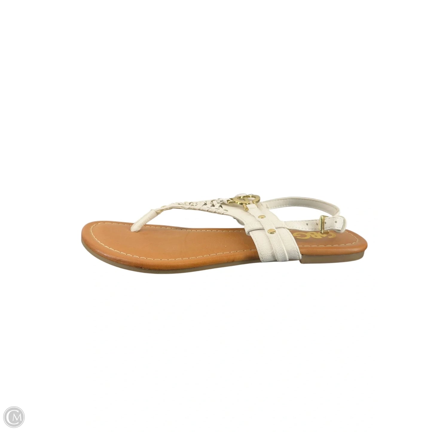 Sandals Flats By Clothes Mentor In Gold & White, Size: 7.5
