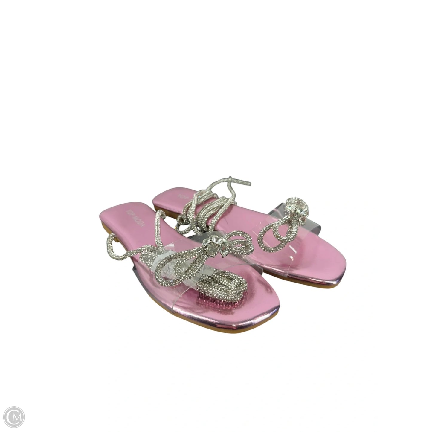 Sandals Flats By Top Moda In Pink & Silver, Size: 5.5