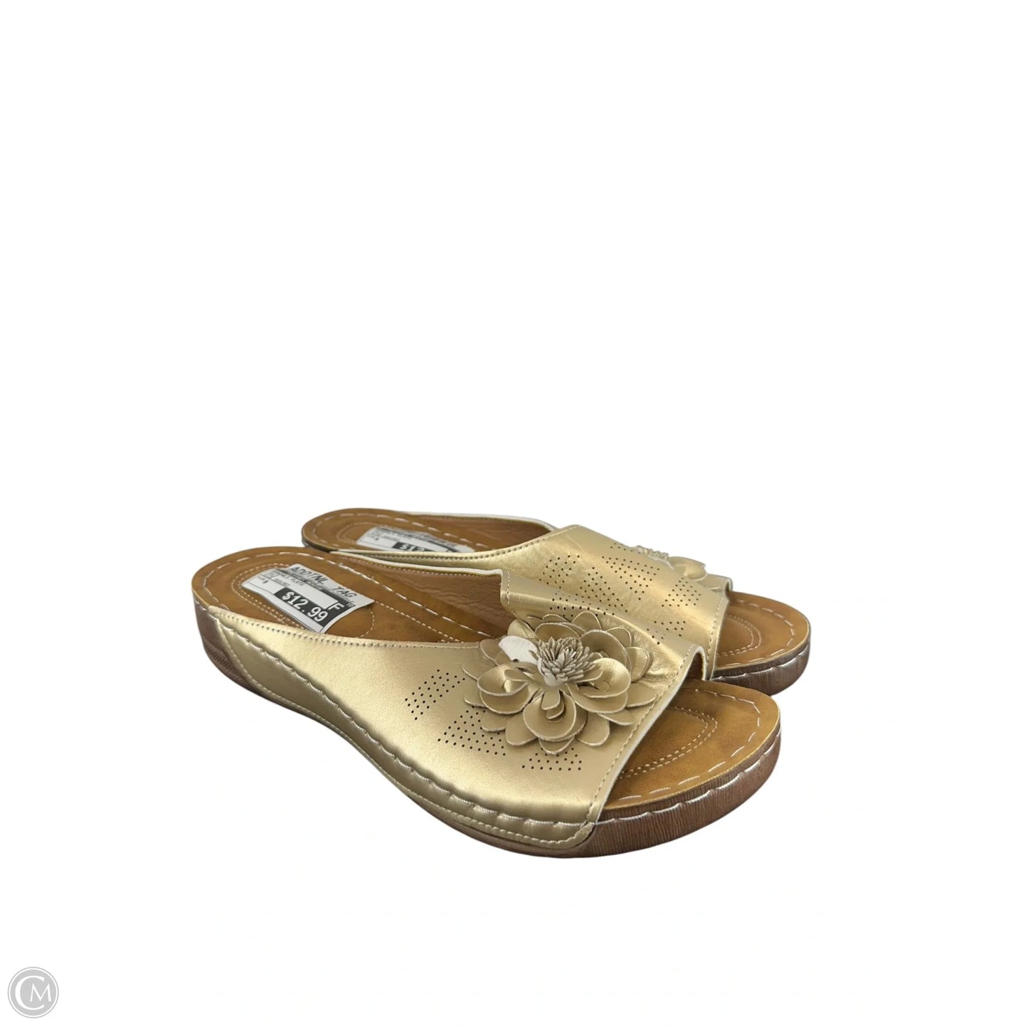 Sandals Flats By Clothes Mentor In Gold, Size: 9