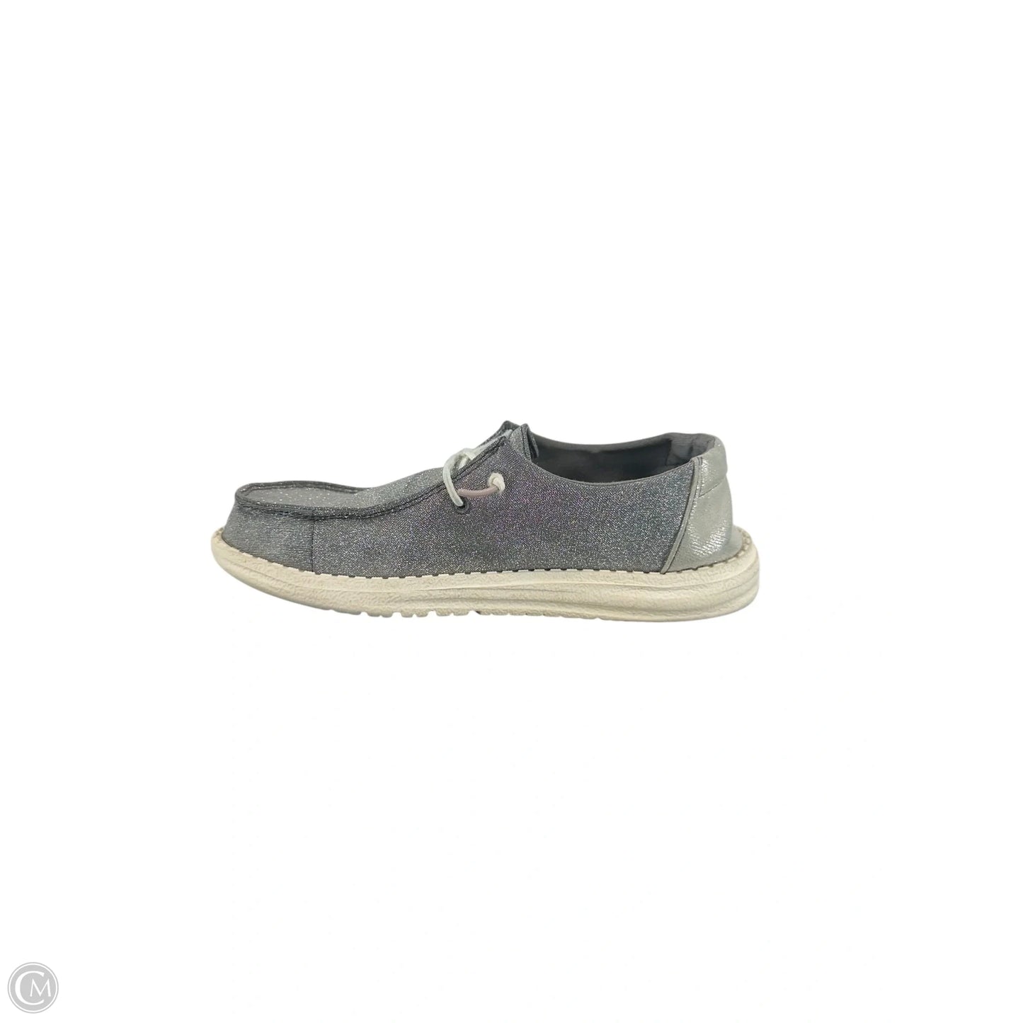 Shoes Flats By Hey Dude In Silver, Size: 7
