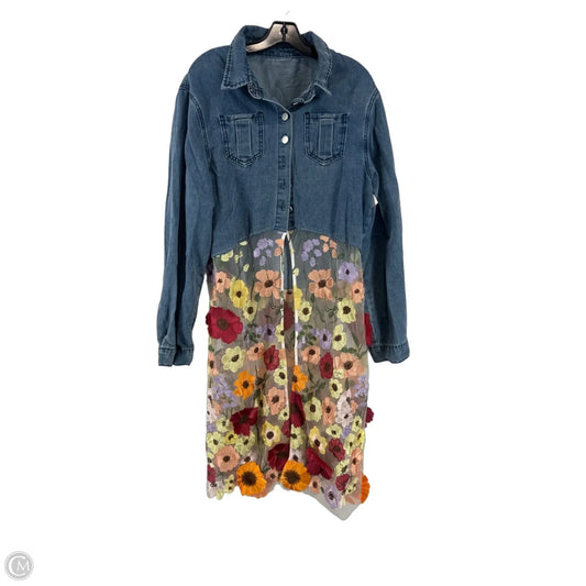 Jacket Shirt By Clothes Mentor In Blue Denim, Size: 3x