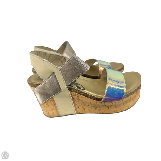 Sandals Heels Block By Clothes Mentor In Multi-colored, Size: 8.5