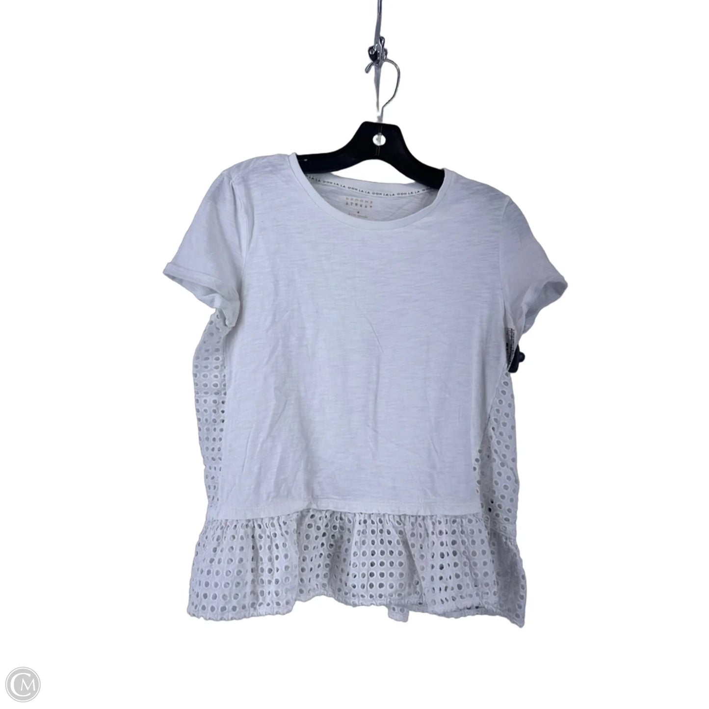 Top Short Sleeve Designer By Kate Spade In White, Size: M