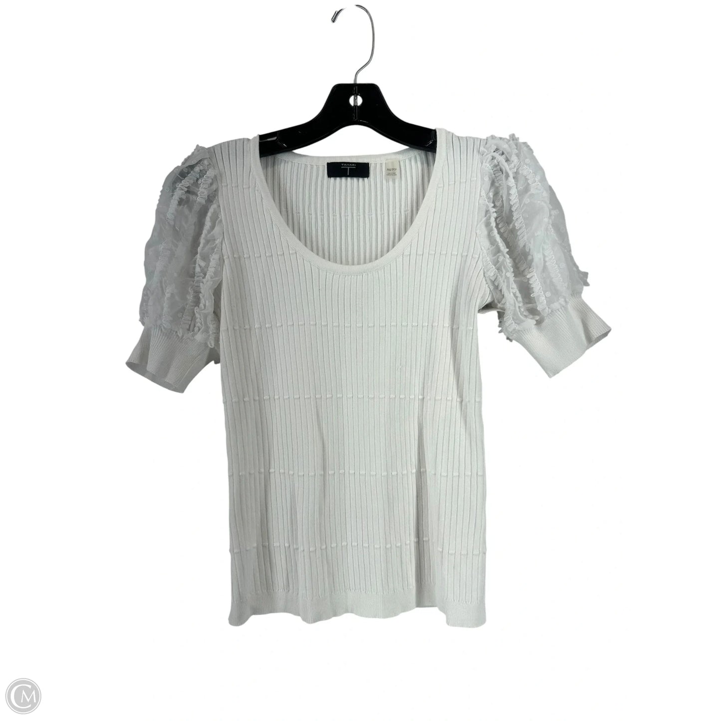 Top Short Sleeve By T Tahari In White, Size: Xsp