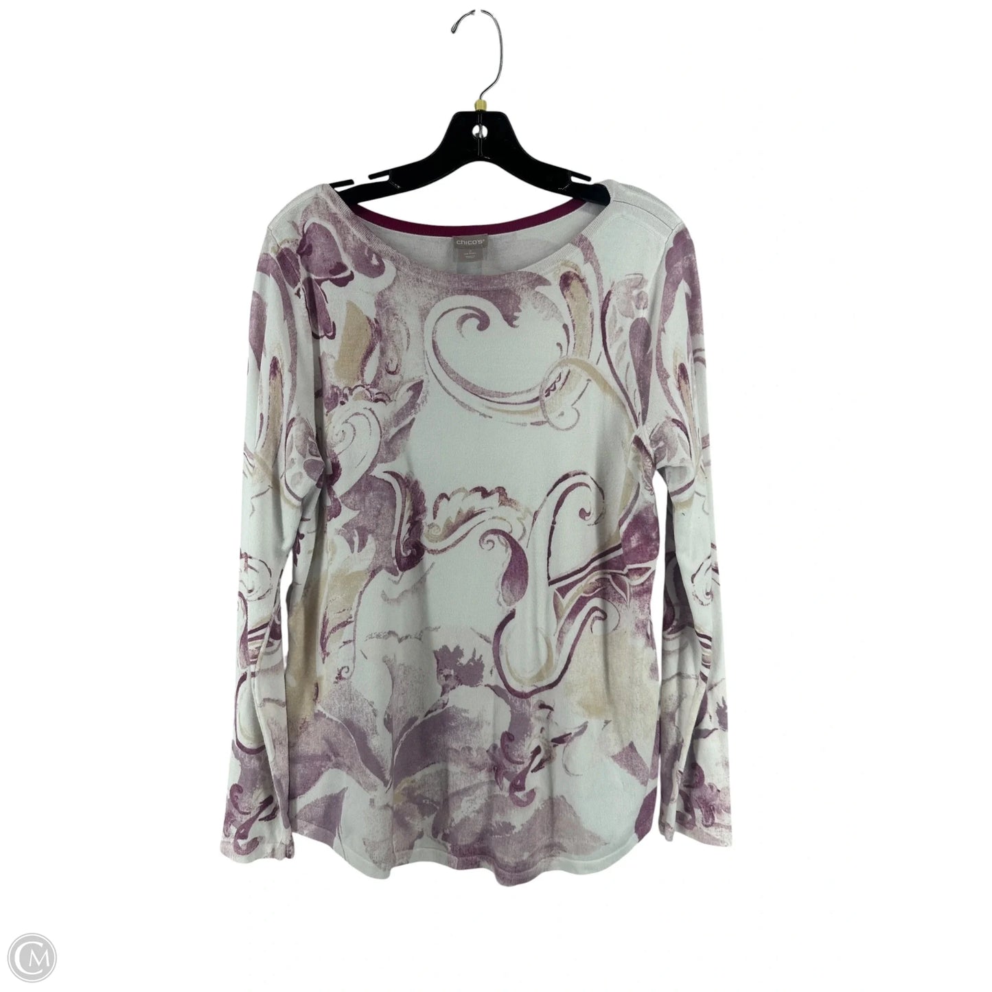 Top Long Sleeve By Chicos In Purple & White, Size: 2
