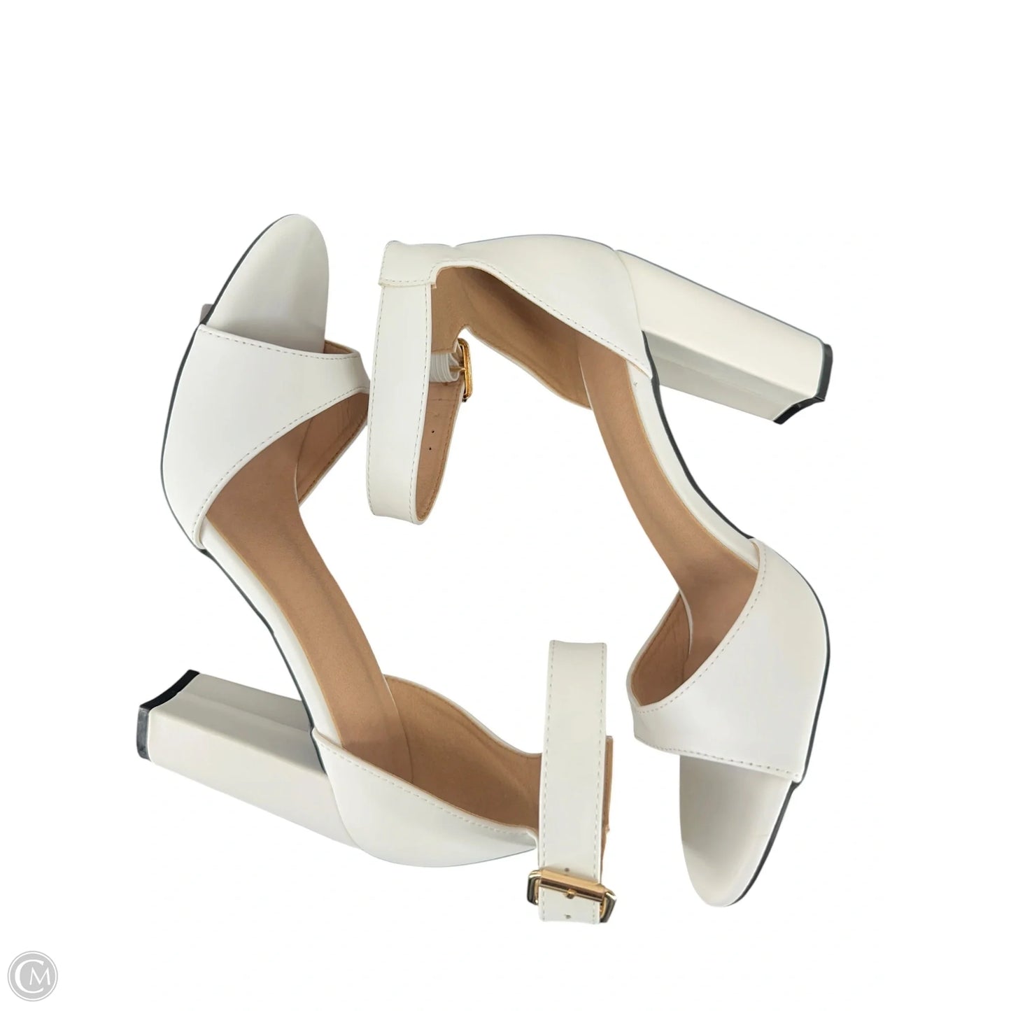 Sandals Heels Block By Clothes Mentor In White, Size: 10