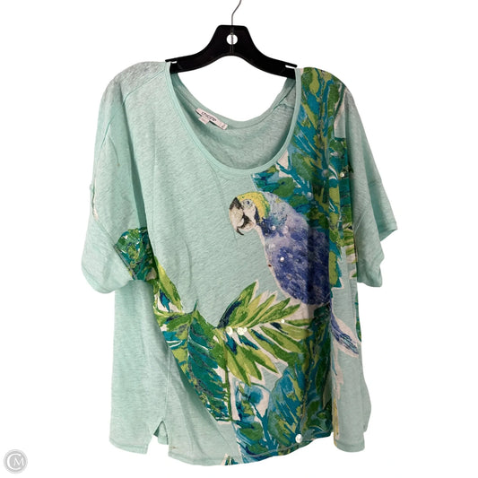 Top Short Sleeve By Chicos In Teal, Size: Xxl