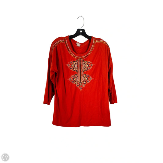 Top Long Sleeve By Chicos In Orange, Size: S