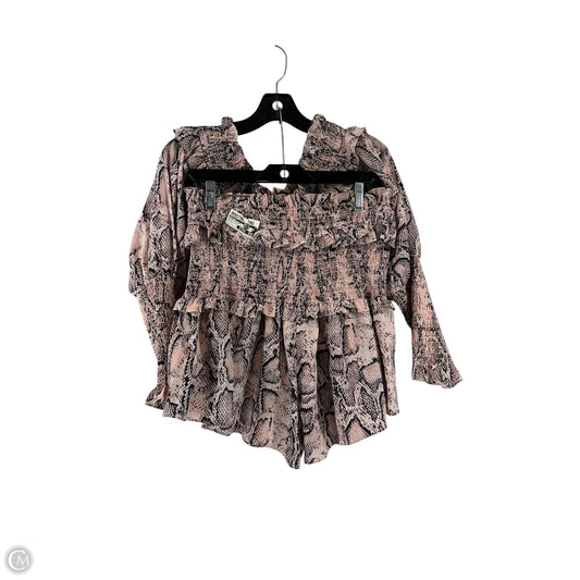 Skirt Set 2pc By Elliatt In Black & Pink, Size: L