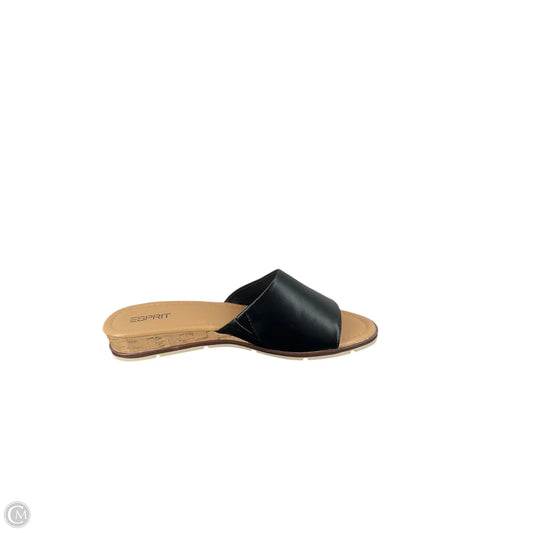 Sandals Heels Wedge By Esprit In Black & Brown, Size: 9
