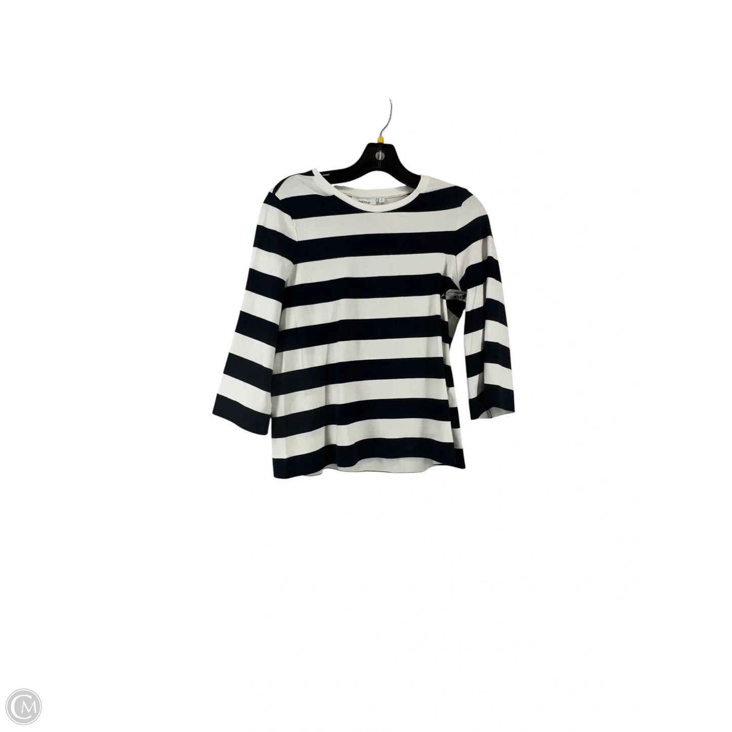 Top 3/4 Sleeve By Chicos In Striped Pattern, Size: Xs