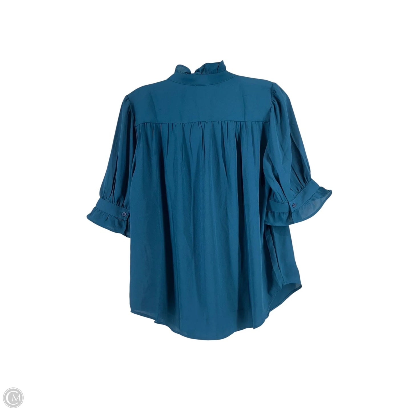Blouse Short Sleeve By Ann Taylor In Teal, Size: Mp