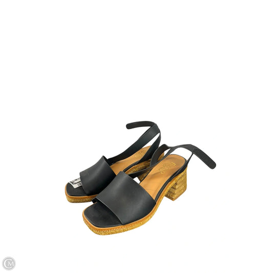 Sandals Heels Wedge By Franco Sarto In Black & Tan, Size: 8