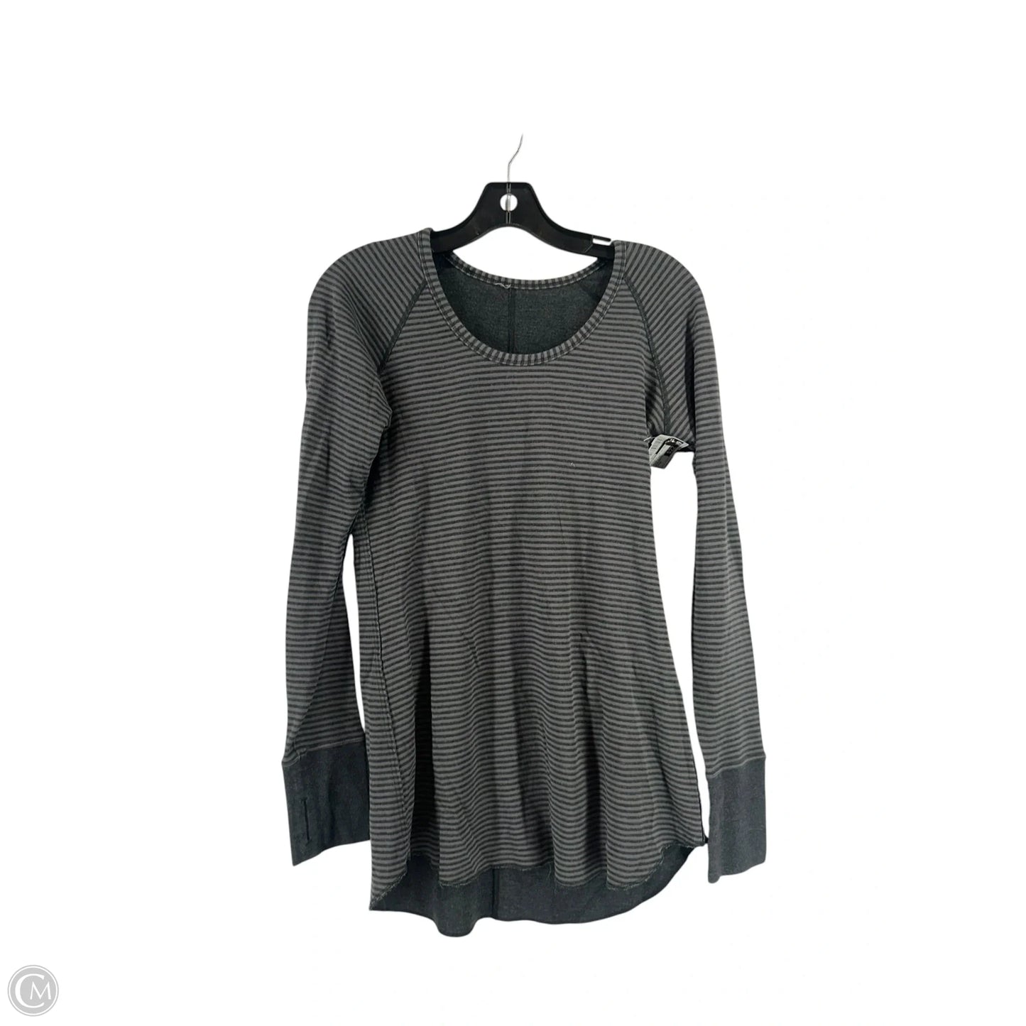 Athletic Top Long Sleeve Collar By Lululemon In Black & Grey, Size: M