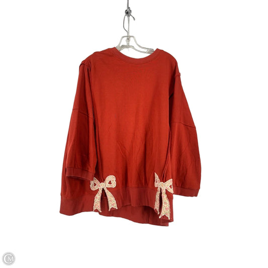 Top Long Sleeve By Easel In Orange, Size: M