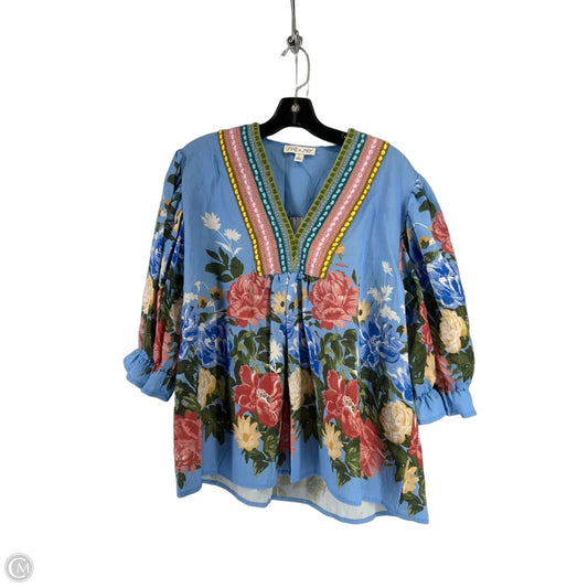 Top Long Sleeve By She + Sky In Blue & Pink, Size: L