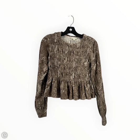 Top Long Sleeve By Pilcro In Brown, Size: Xxs