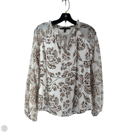 Top Long Sleeve By White House Black Market In Brown & Cream, Size: S