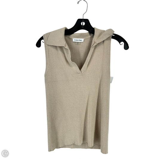 Top Sleeveless By Calvin Klein In Tan, Size: S