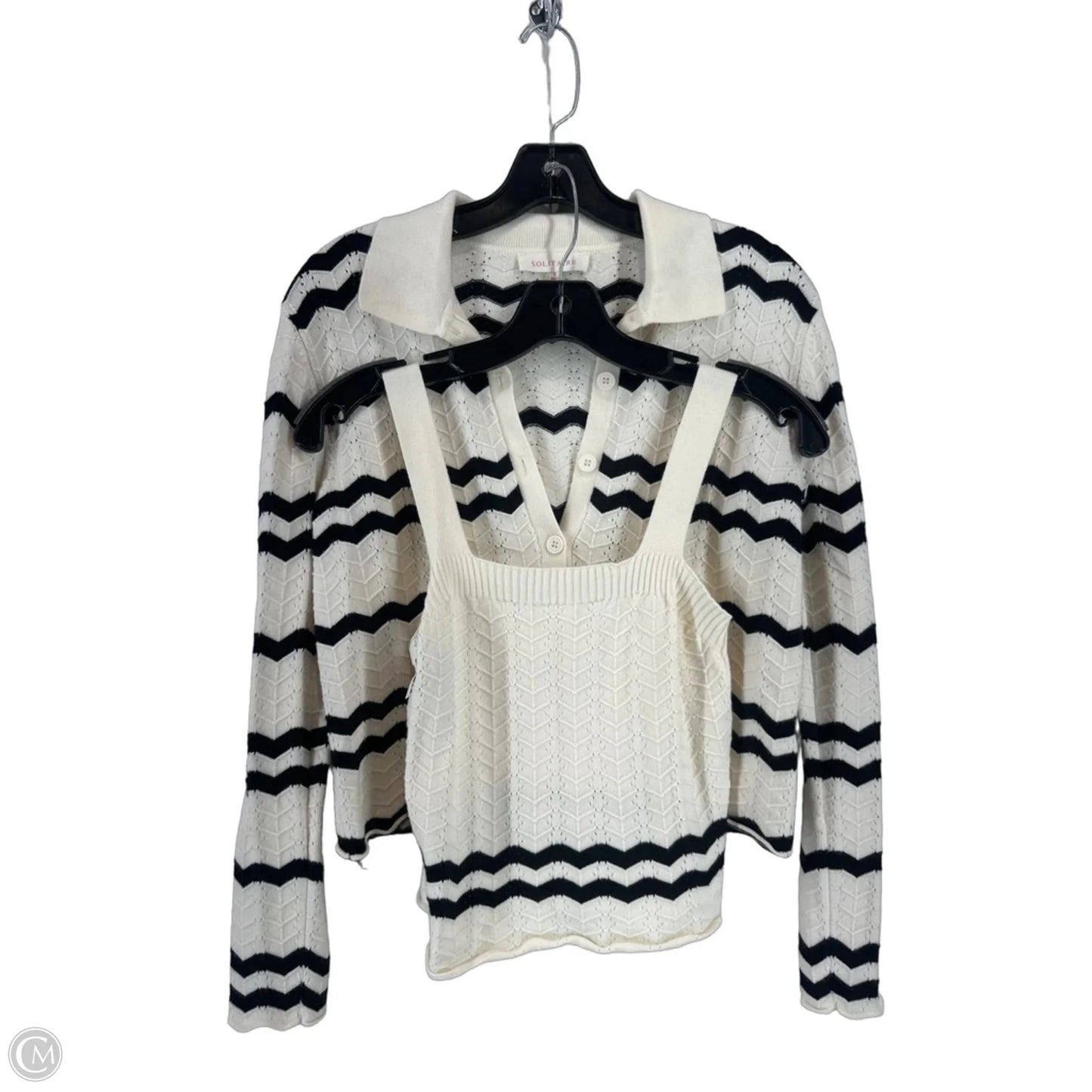 Sweater 2pc By Solitaire In Black & White, Size: S