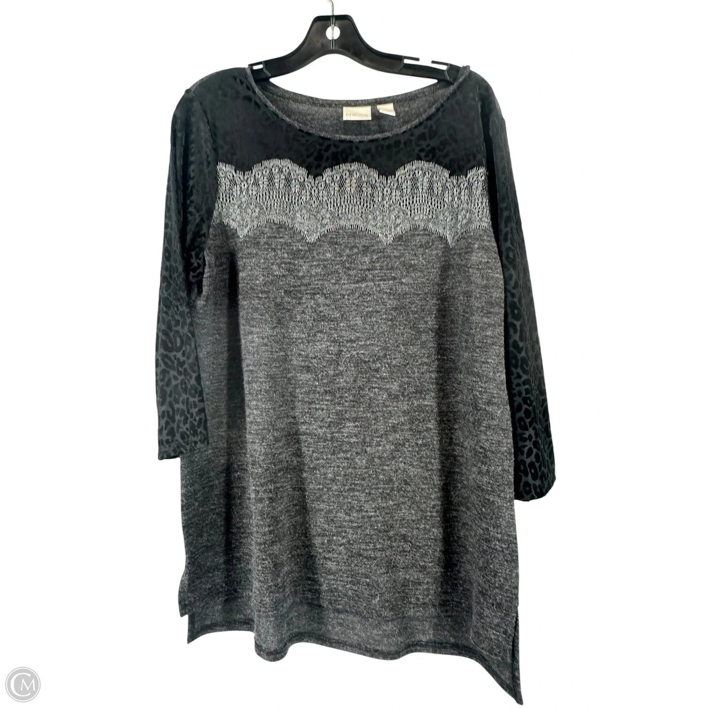 Top 3/4 Sleeve By Chicos In Grey, Size: 2