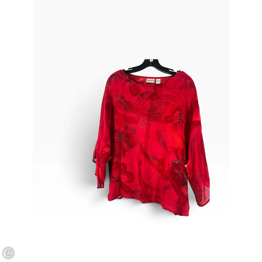 Top 3/4 Sleeve By Chicos In Red, Size: 0