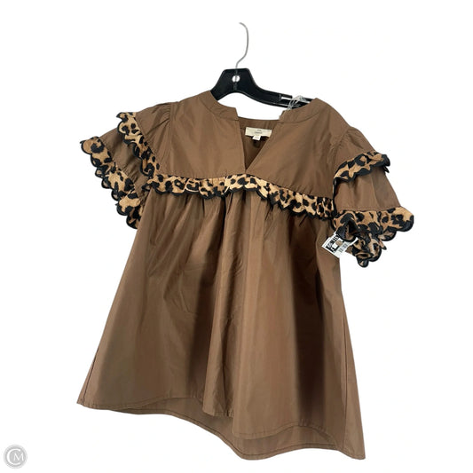 Top Short Sleeve By Entro In Brown, Size: S