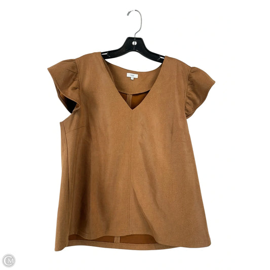 Top Short Sleeve By Voy In Brown, Size: L