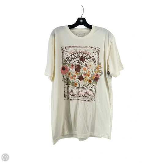 Top Short Sleeve Basic By Clothes Mentor In Ivory, Size: M