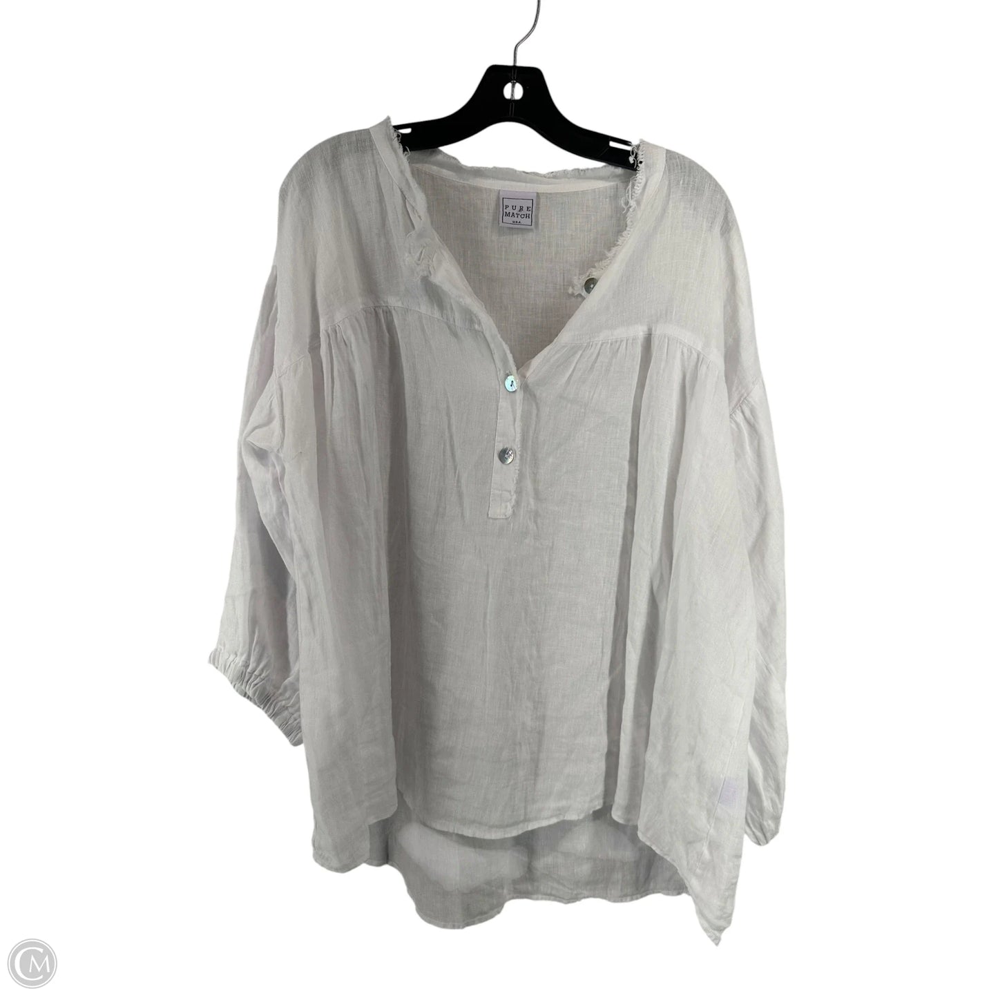 Top 3/4 Sleeve By Clothes Mentor In White, Size: L