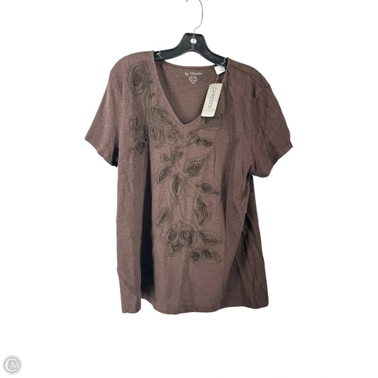 Top Short Sleeve By Chicos In Brown, Size: L
